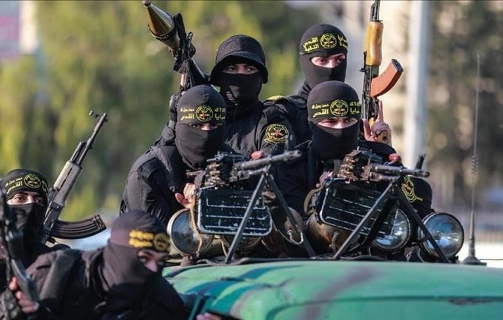 مجموعة من المقاومين من كتيبة بلاطة التابعة لسرايا القدس الذراع العسكري لحركة الجهاد الاسلامي